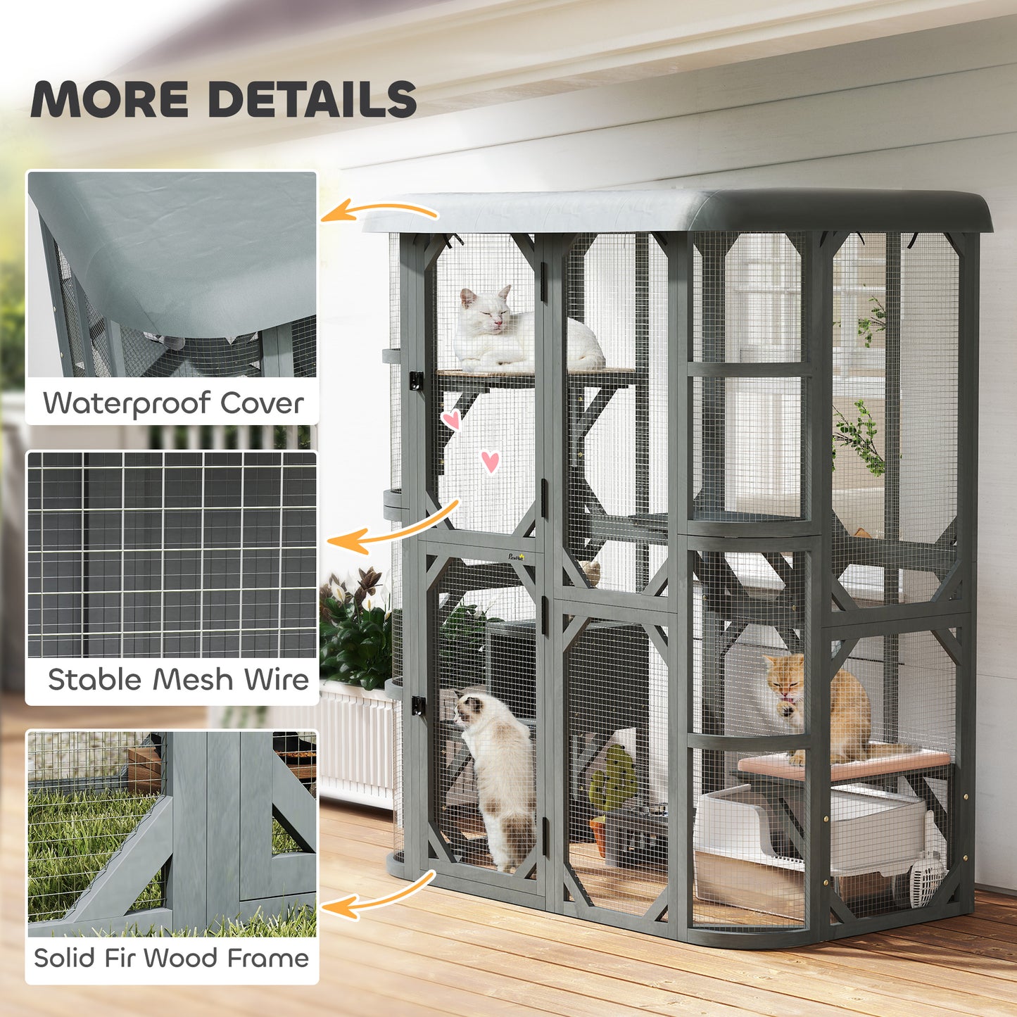 Walk-in Catio, Outdoor Cat Enclosure with 4 Jumping Platforms, Condo