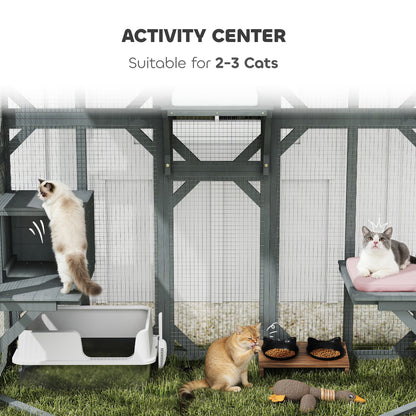 Walk-in Catio, Outdoor Cat Enclosure with 4 Jumping Platforms, Condo
