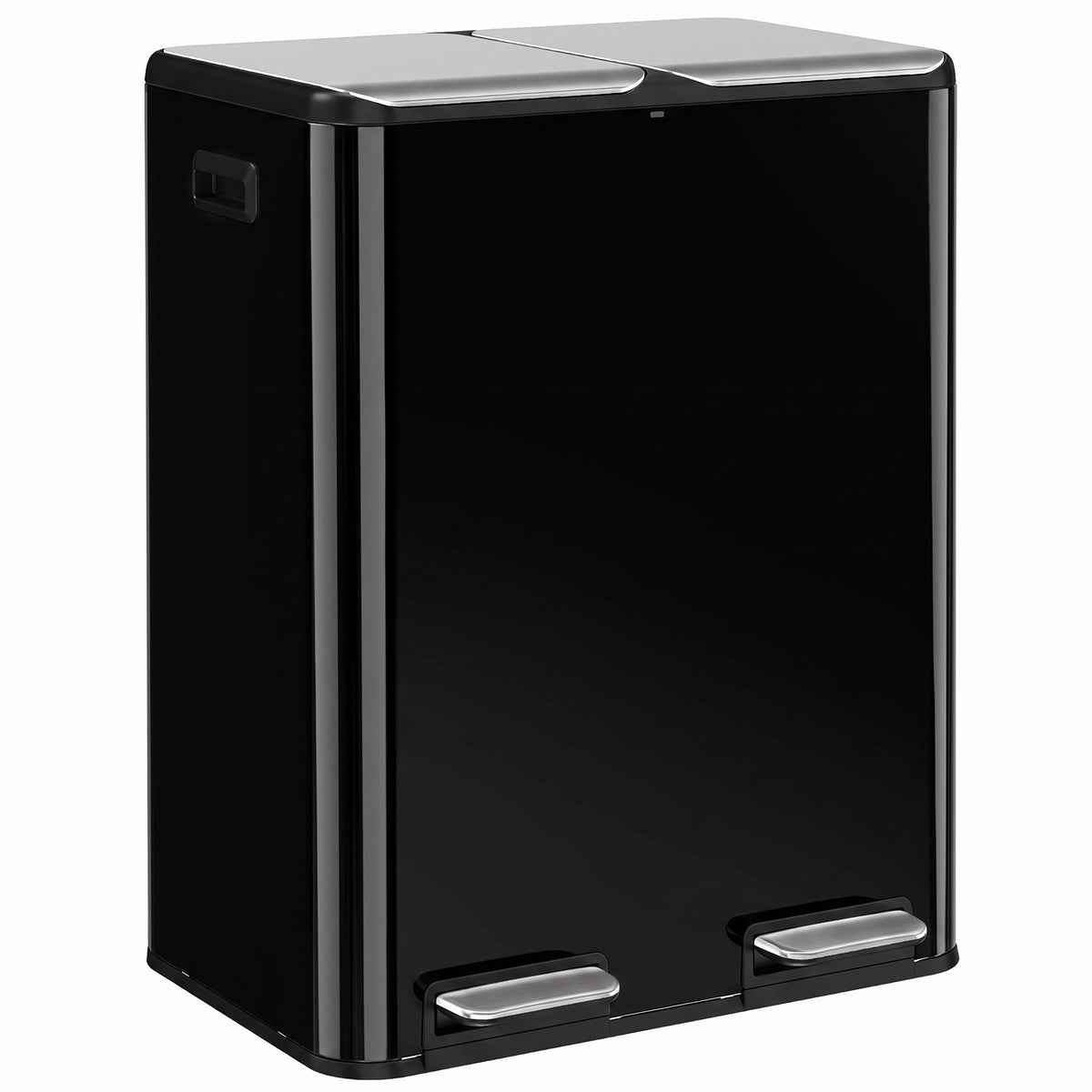 2x30L Kitchen Bin, Stainless Steel Recycling Bin, High Gloss Black