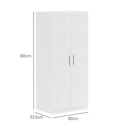 Wardrobe for Bedroom, Double Wardrobe with Hanging Rail, White
