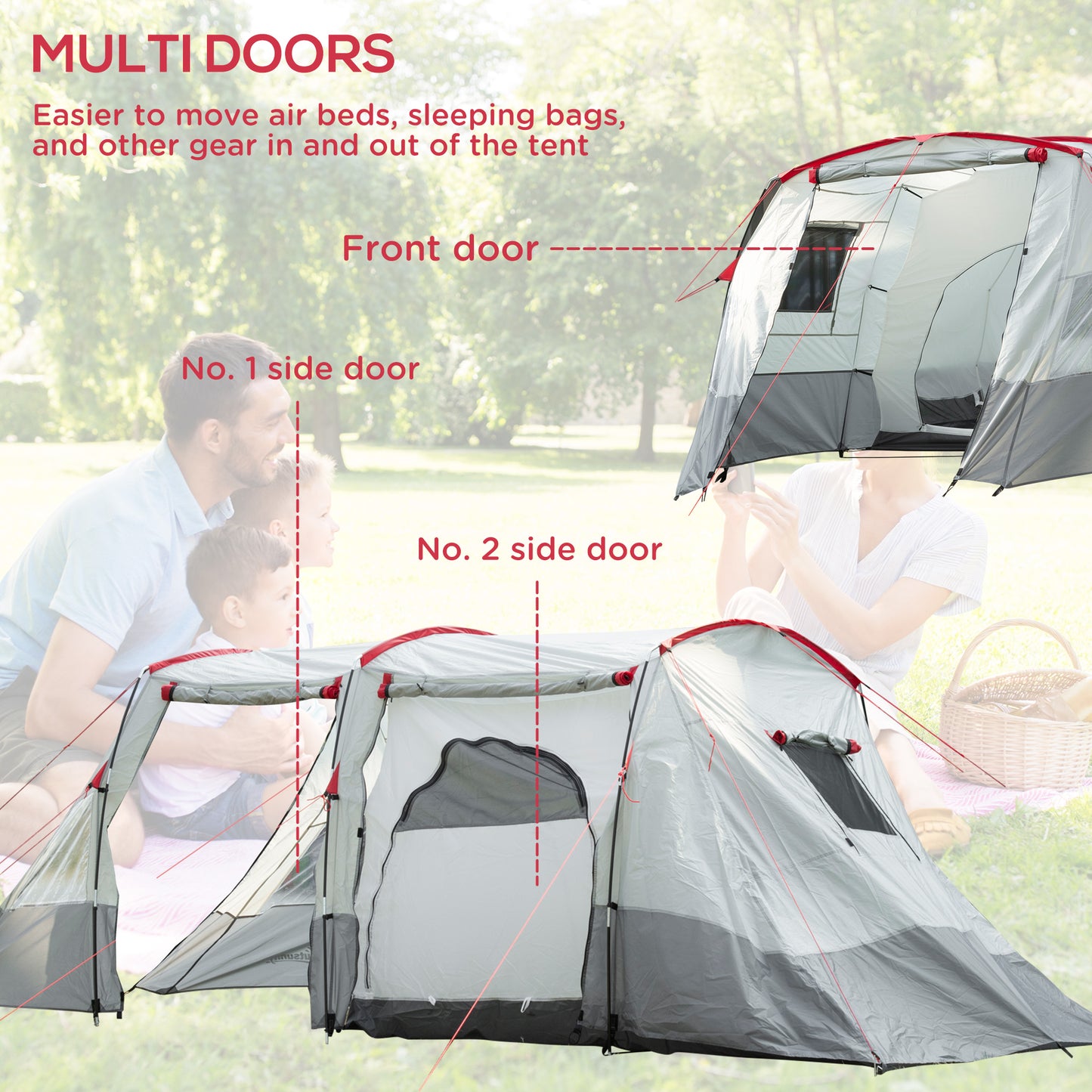 8 person tunnel tent 6-8 Person Tunnel Tent, Camping Tent with Bedroom, Living Room, Sewn-i – QuidsIn Superstore