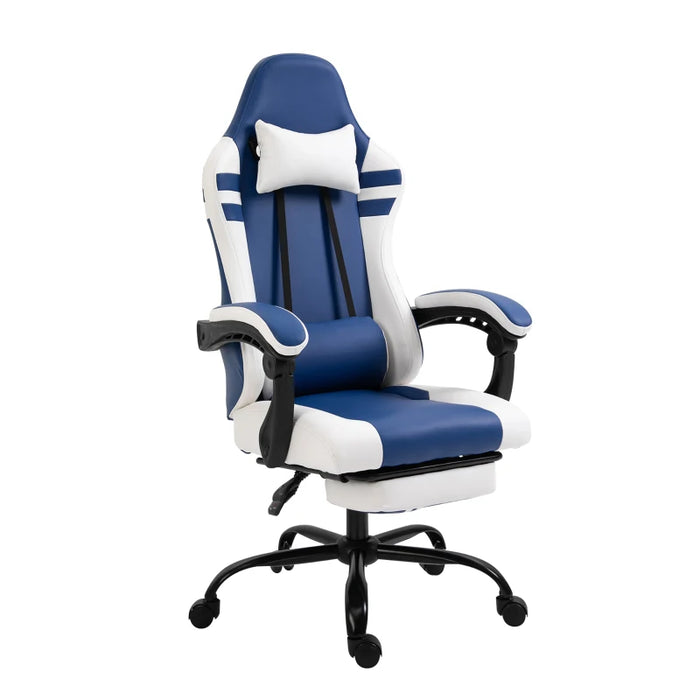 PU Leather Gaming Chair with Headrest & Footrest