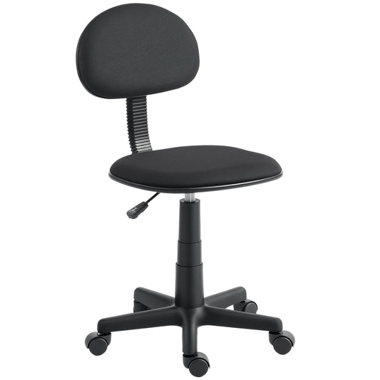 Armless Office Chair with Adjustable Height, 360 Swivel Wheels, Black
