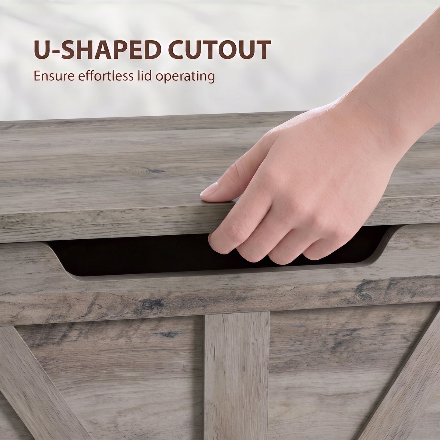 Storage Trunk for Living Room, with Safety Hinge, 80cm, Grey