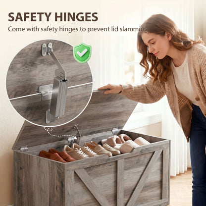 Storage Trunk for Living Room, with Safety Hinge, 80cm, Grey
