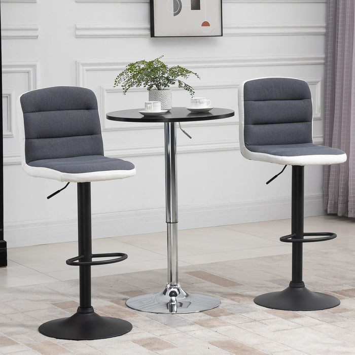 Bar stool Set of 2 Armless Adjustable Height Upholstered Bar Chair with Swivel Seat, Grey