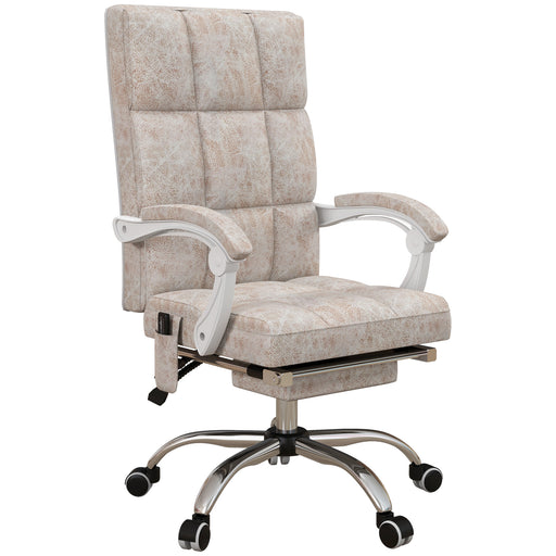 Executive Vibration Massage Office Chair, Microfibre Computer Chair with Armrest, 135¬¨‚àû Reclining Back, Beige