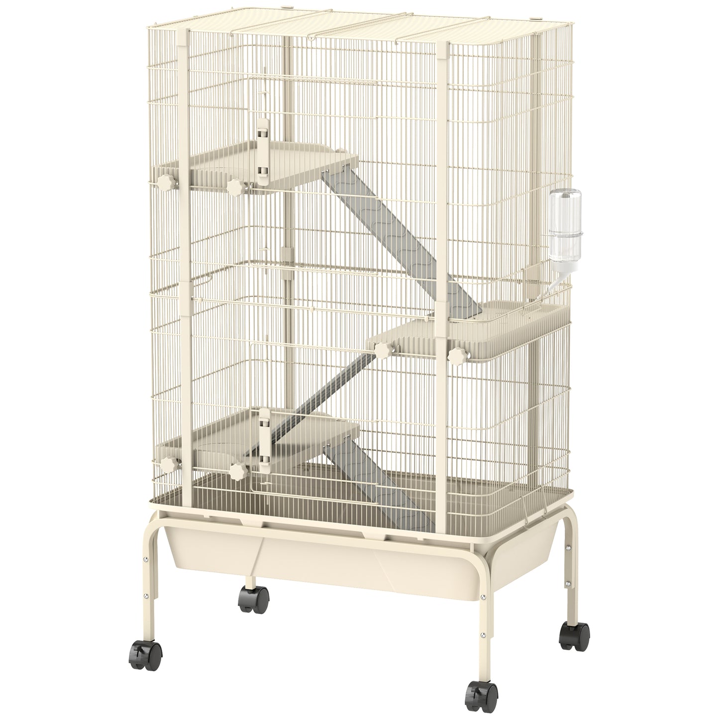 4-Level Rolling Small Animal Cage, Rabbit Cage with 15cm Deep Bottom