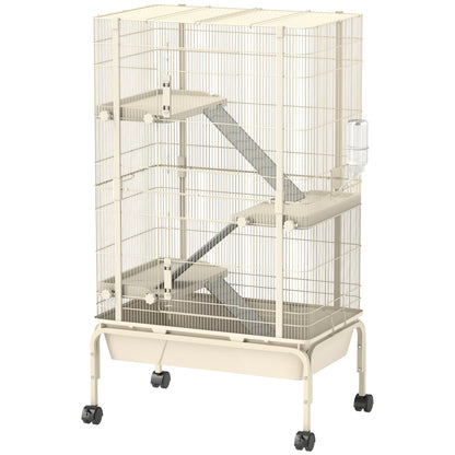4-Level Rolling Small Animal Cage, Rabbit Cage with 15cm Deep Bottom