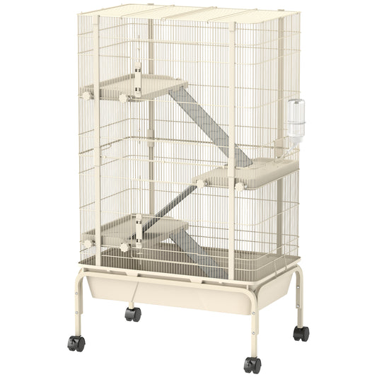 4-Level Rolling Small Animal Cage, Rabbit Cage with 15cm Deep Bottom