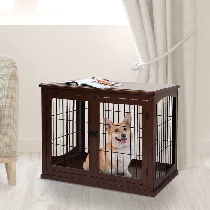 Dog Crate Puppy Cage End Table Design for Small Dog Brown