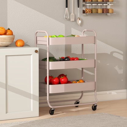 3-Tier Storage Trolley, Storage Cart with Mesh Backets, Wheels