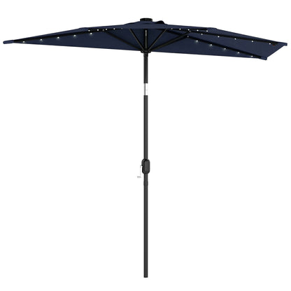 2.6 m Half Parasol with Solar Lights, UPF50+ Semi Round Umbrella