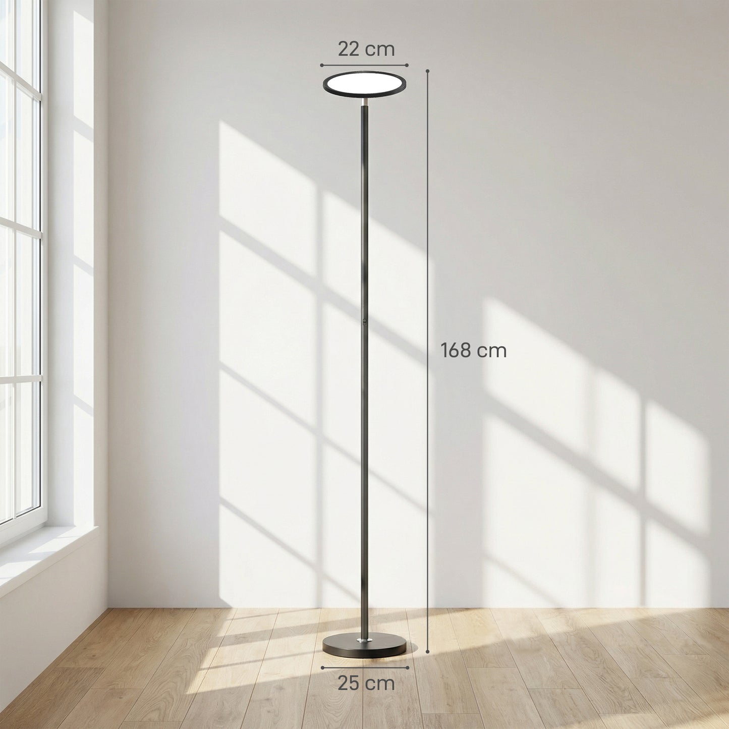 Uplighter Floor Lamp with Tuya App and Music Sync for Bedroom, Black