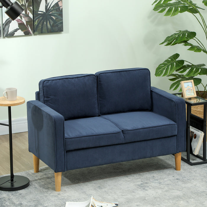 Compact 2 Seater Sofa with Under Seat Storage for Small Spaces Blue