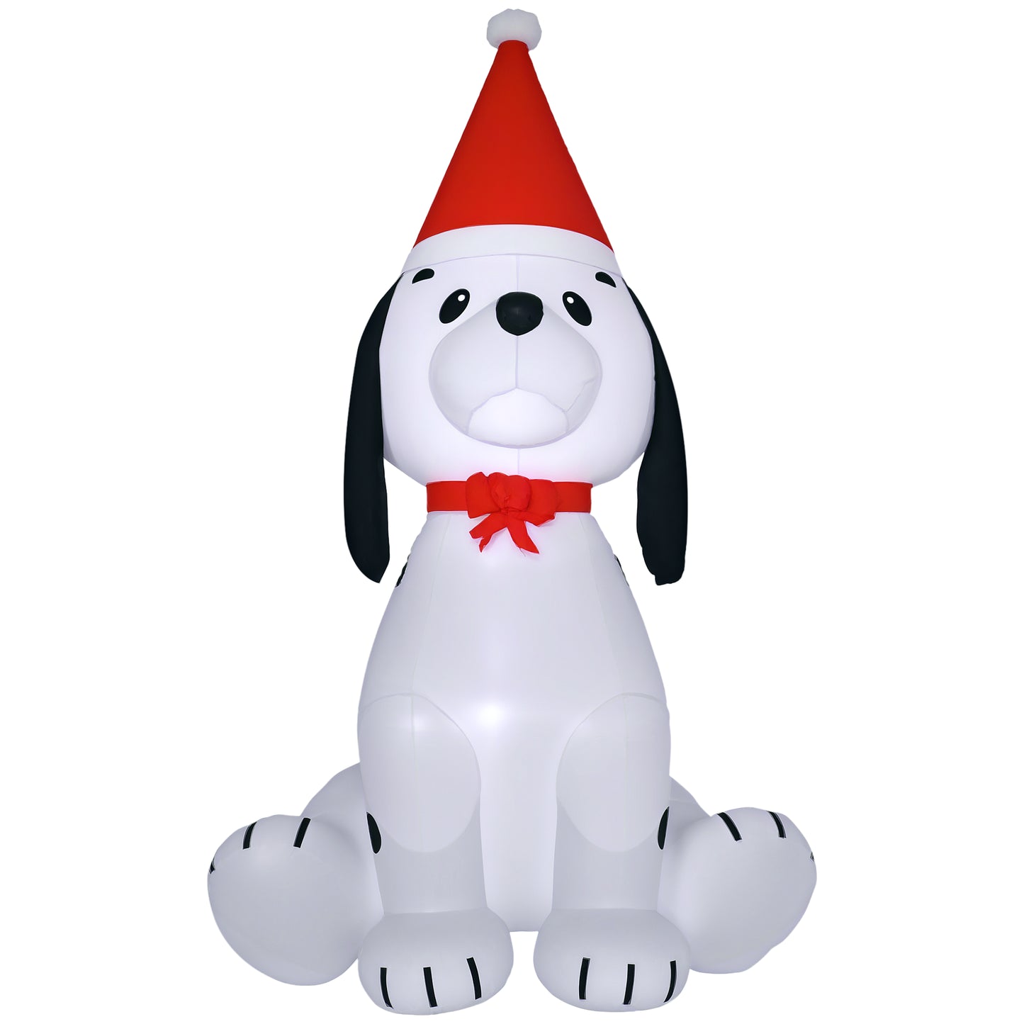 6ft Inflatable Christmas Puppy Dog Wearing Santa Hat Built-in LED Light
