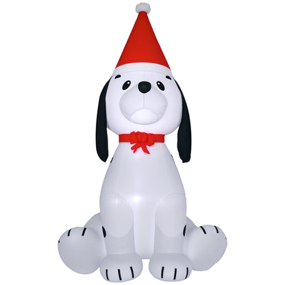 6ft Inflatable Christmas Puppy Dog Wearing Santa Hat Built-in LED Light