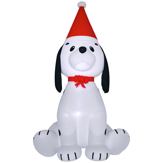 6ft Inflatable Christmas Puppy Dog Wearing Santa Hat Built-in LED Light