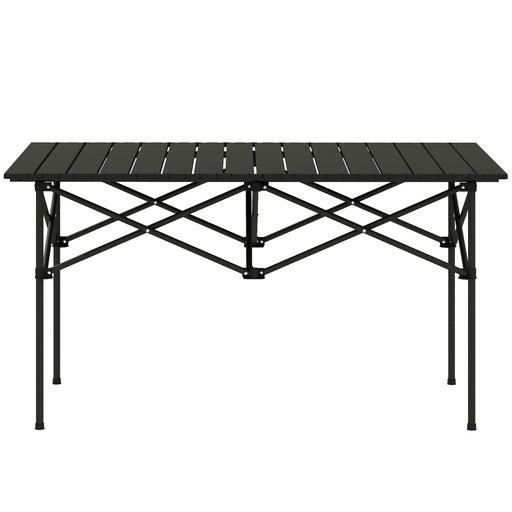 Portable Camping Table, Lightweight Folding Aluminium Picnic Table with Roll Up Top, Carry Bag for Picnic, Hiking, Cooking