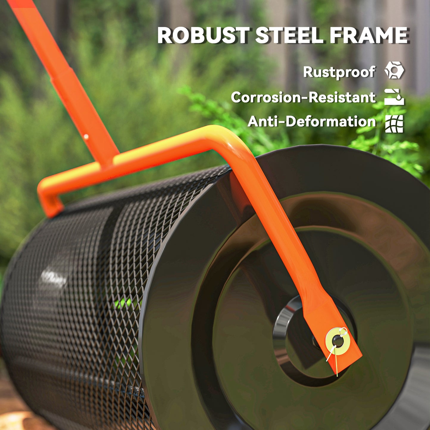 Compost Spreader, 24" Garden Spreader w/ Height Adjustable Handle