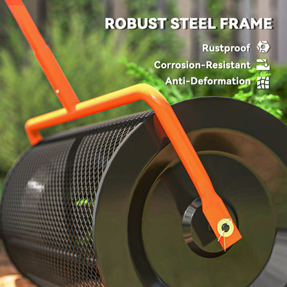 Compost Spreader, 24" Garden Spreader w/ Height Adjustable Handle