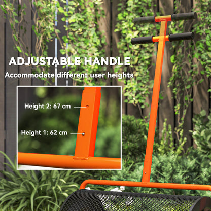 Compost Spreader, 24" Garden Spreader w/ Height Adjustable Handle