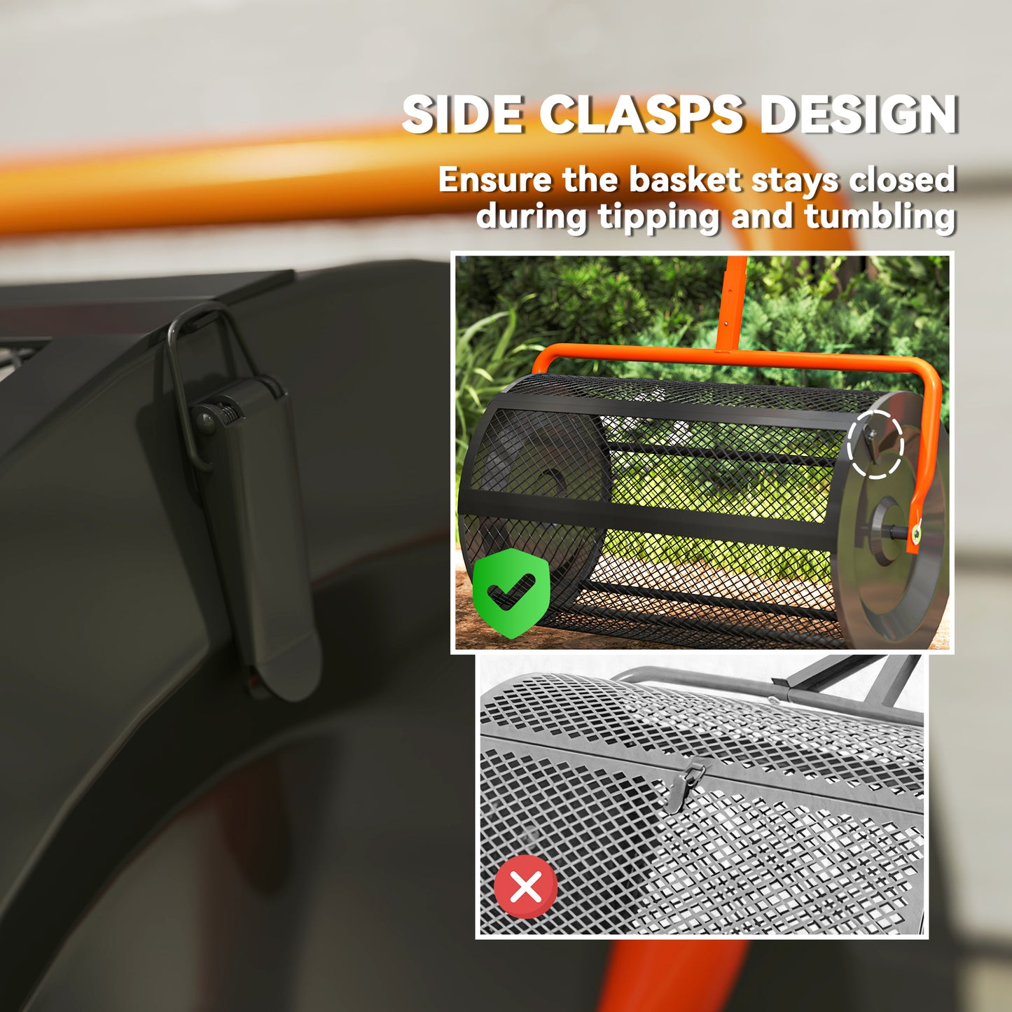 Compost Spreader, 24" Garden Spreader w/ Height Adjustable Handle