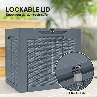 93L Plastic Garden Storage Box, Storage Container w/ Handles, Grey