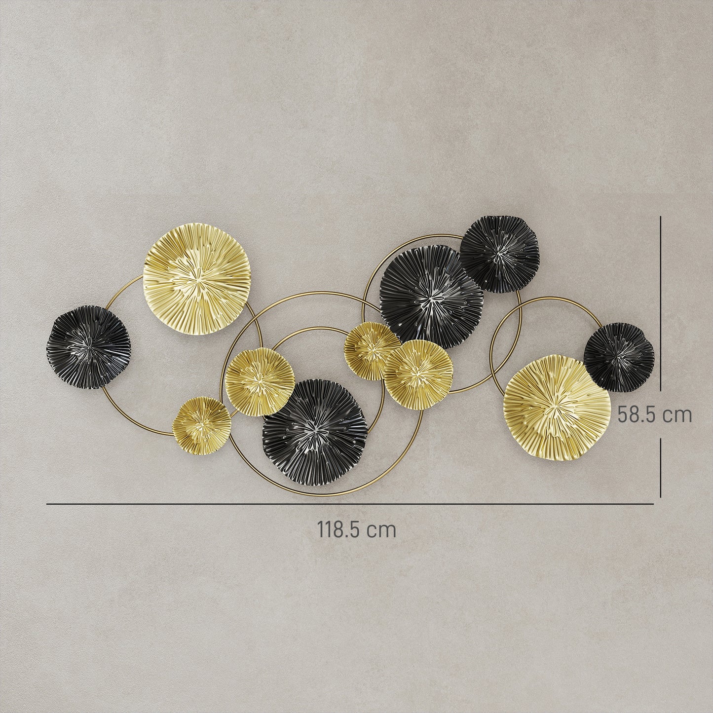 Hanging Wall Sculpture with Modern Lotus-Leaf Design, Metal Wall Art