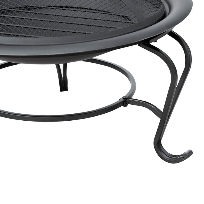 Outdoor Fire Pit, 56 x 45H cm (Lid Included)-Black/Blue