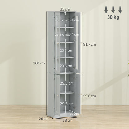 Tall Bathroom Storage Cabinet, 6-Tier Bathroom Cabinet, Dusty Blue