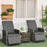 3 Pieces Rattan Bistro Set Balcony Furniture with Cushions, Storage Function - Mix-Grey