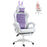 Racing Gaming Chair, Reclining PU Leather Computer Chair with Removable Rabbit Ears, Footrest, Headrest and Lumber Support, Purple