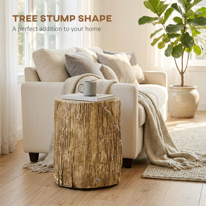 Concrete Side Table Tree Stump End Table for Indoor Outdoors Natural