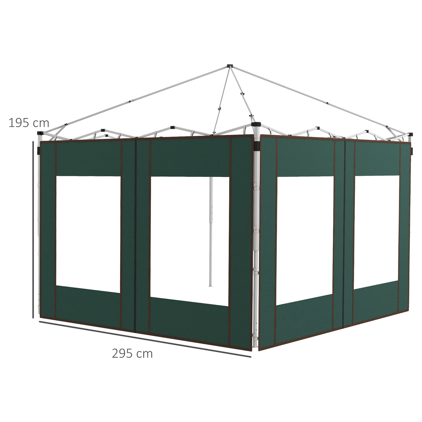 Gazebo Side Panels, 2 Pack Sides Replacement, for 3x3(m) or 3x6m Pop Up Gazebo, with Doors and Windows, Green
