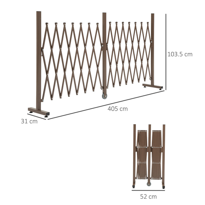 Expanding Trellis Fence Freestanding Movable Fence Foldable Garden Screen Panel Aluminium, 405cm x 103.5cm, Brown