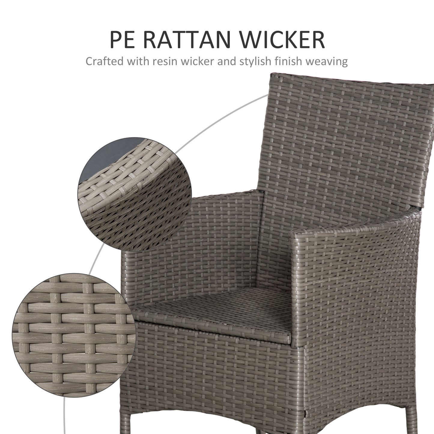 4PC Rattan Chair Patio  Chairs Set Cushioned Outdoor Rattan Furniture