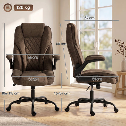 Office Chair, Computer Desk Chair with Flip-up Armrest, Brown