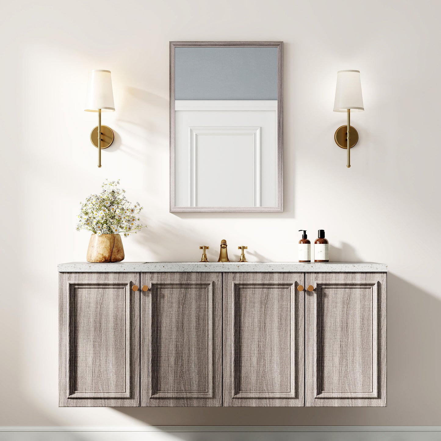 40 x 60 cm Wall Bathroom Mirror, Vanity Mirror, Grey