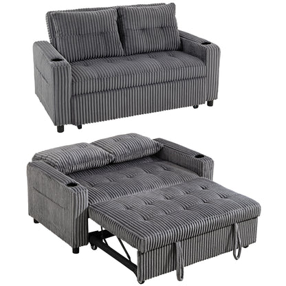 2 Seater Sofa Bed, Click Clack Pull Out Bed Settee, Charcoal Grey
