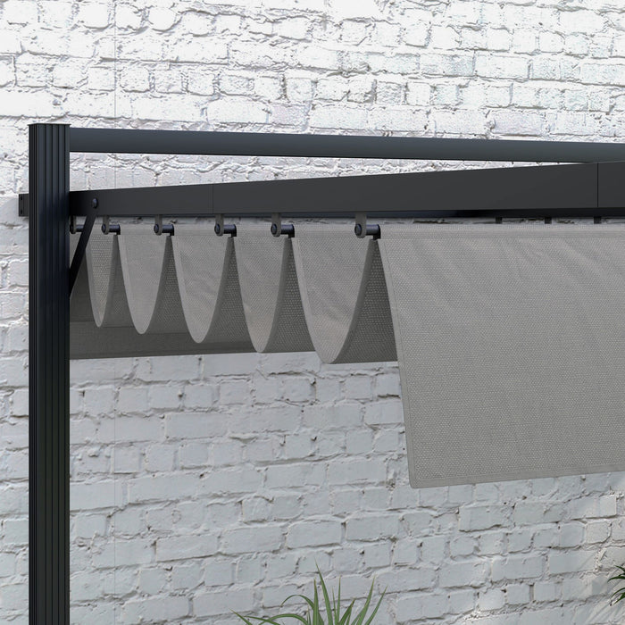 3 x 3(m) Retractable Pergola, Garden Gazebo Shelter with Aluminium Frame, for Grill, Patio, Deck, Grey