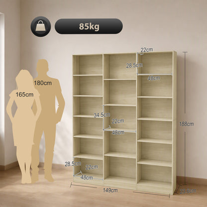 Bookcase Freestanding Open Storage Shelf with 17 Compartments