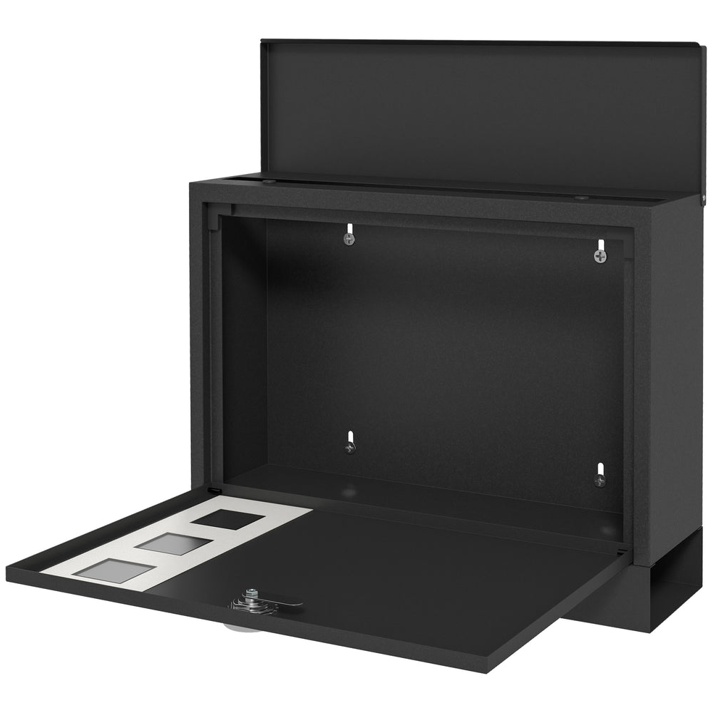 Wall Mounted Letterbox, Weatherproof Post Box, Modern Mailbox with 2 Keys and Viewing Windows, Easy to Install