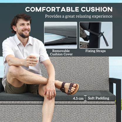 Rattan Garden Bench with Storage, Inner Bag, 151.5L Outdoor Bench