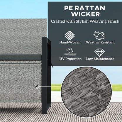 Rattan Garden Bench with Storage, Inner Bag, 151.5L Outdoor Bench