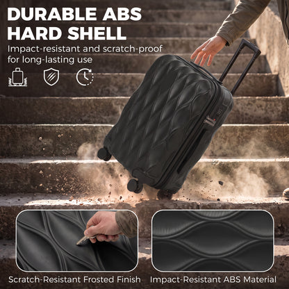 20Inch Suitcase Hard Shell Carry On Luggage with TSA Lock, Black