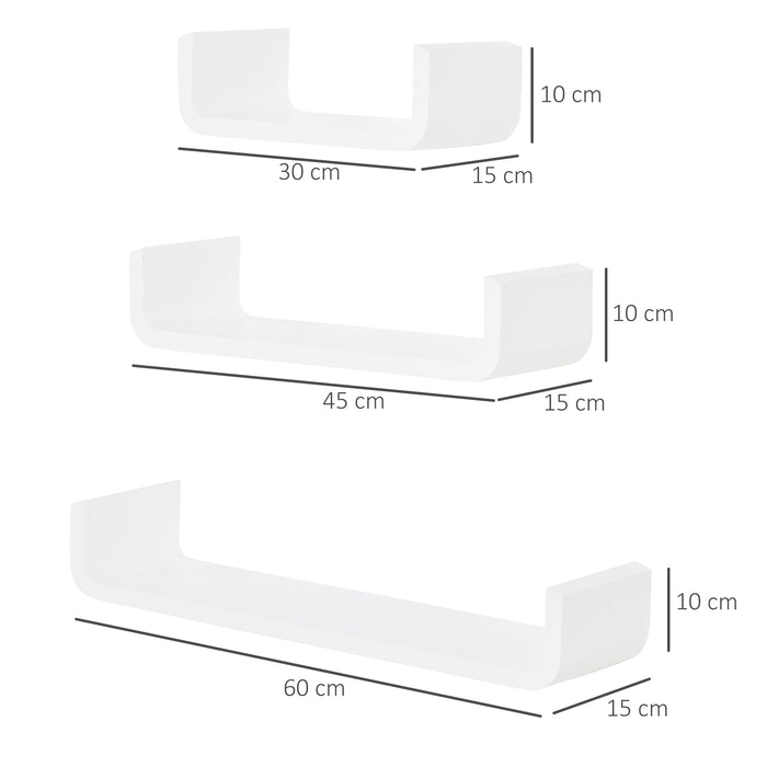 3 pcs U Shaped Shelves Set-White