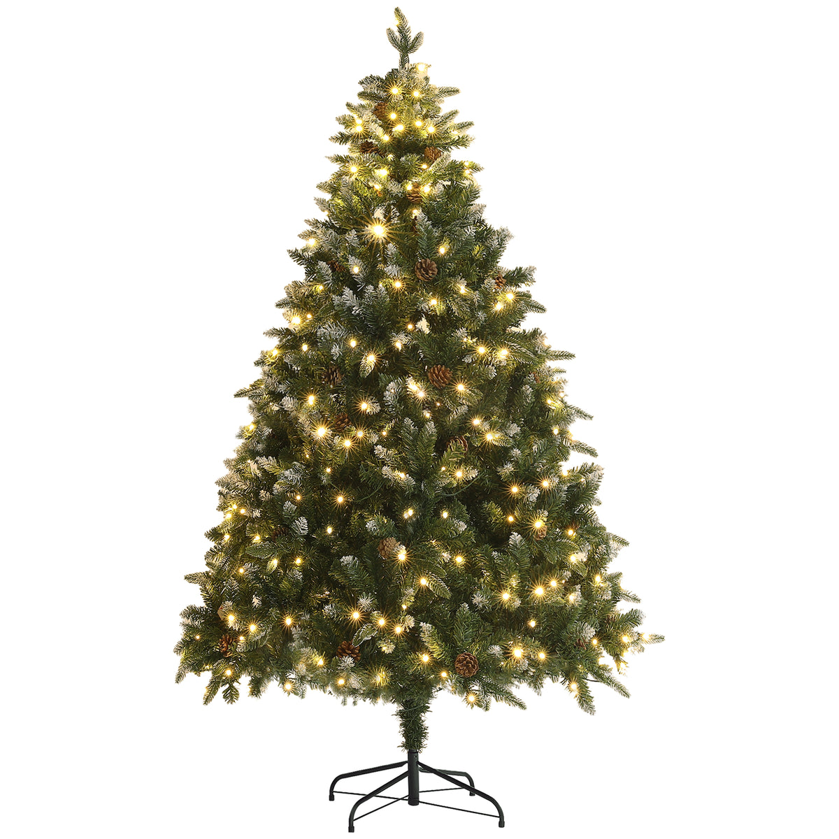 6 Ft Artificial LED Christmas Tree with Metal Base, Hinged Branches