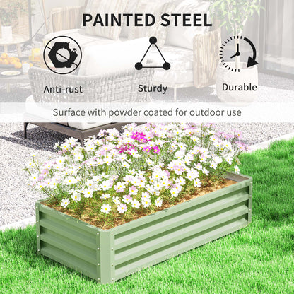 Raised Garden Bed Elevated Planter Box for Flowers Light Green
