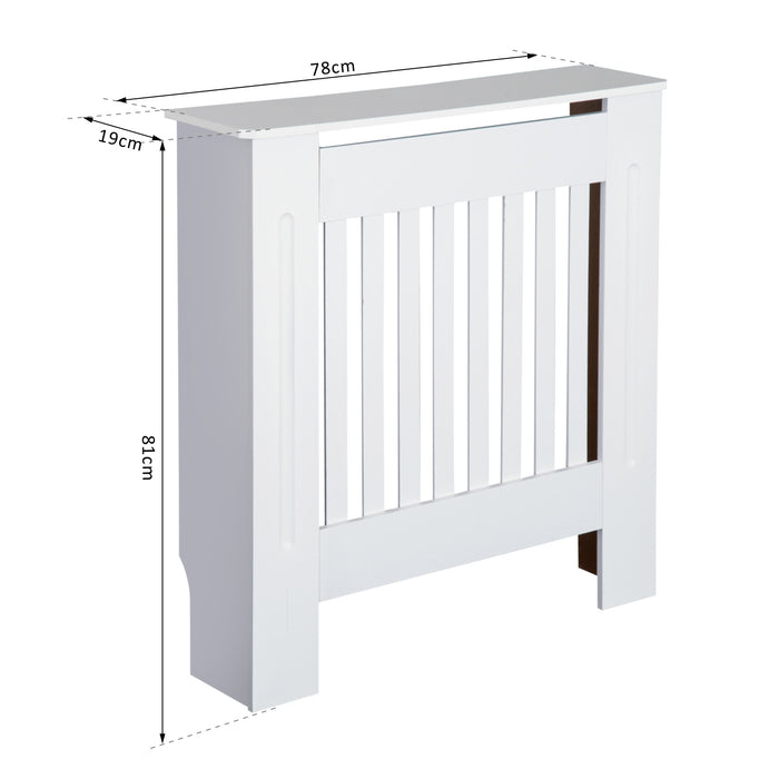 MDF Radiator Cover Wooden Cabinet Shelving Home Office Vertical Slattted Vent White 78L x 19W x 81H